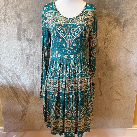 Paisley Boho Bohemian Stretch Dress Sz S - Picture 1 of 10
